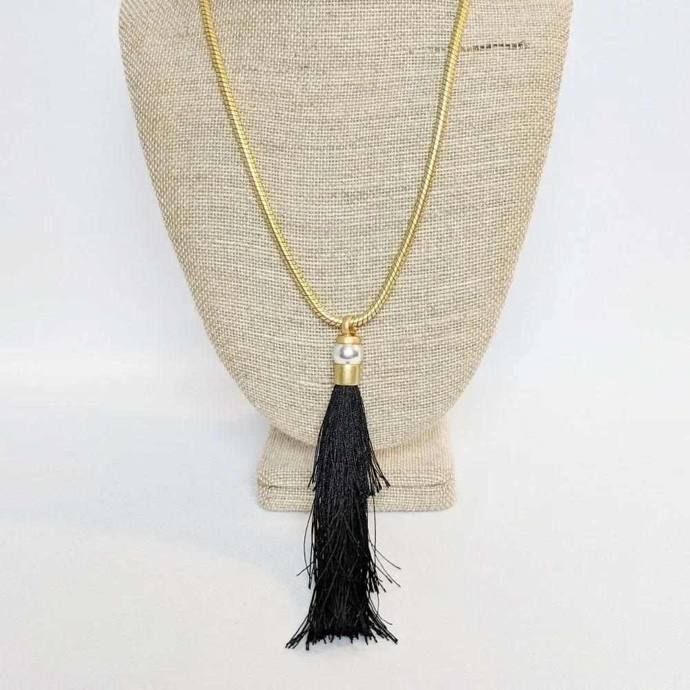 Rachel Zoe Gracie Silk Tassle Necklace 12kt Gold P